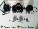 Canon 1000d Body + 18-55 Lens +2 adet batarya+şarj cihazı+çanta! (Güncel)
