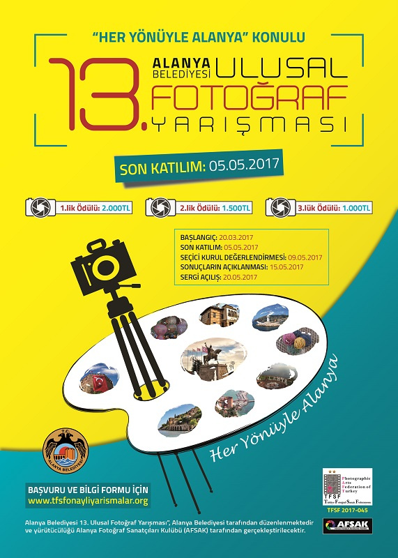 Alanya Belediyesi 13. Ulusal Fotoğraf Yarışması-Son Katılım Tarihi: 05.05.2017